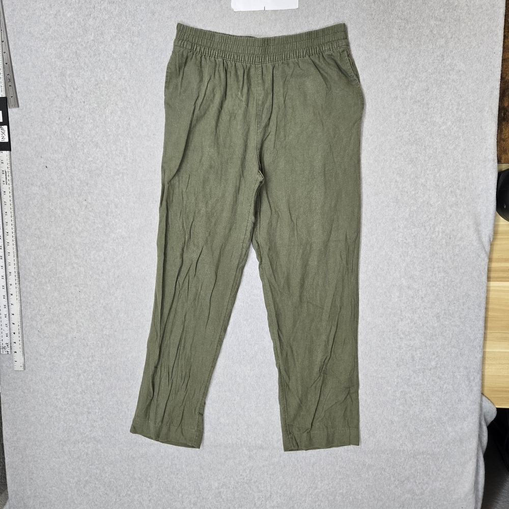 Old Navy Women Pants M TALL Green Straight High-Rise 28" Inseam